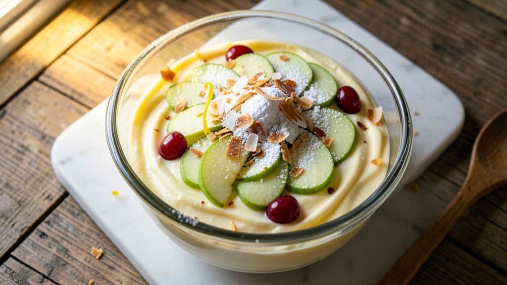 Ambrosia Salad Recipe with Apples: Crisp Fruit Layers Over Creamy Vanilla Base