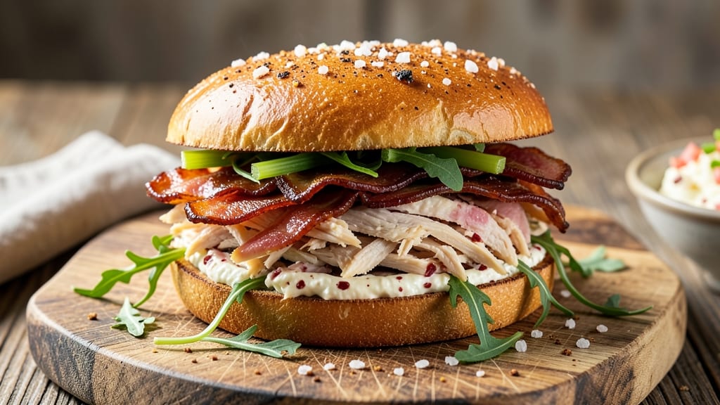 Chicken Bacon Salad Sandwich Recipe: Crispy Celery Crowns and Smoky Chipotle Cream Cheese