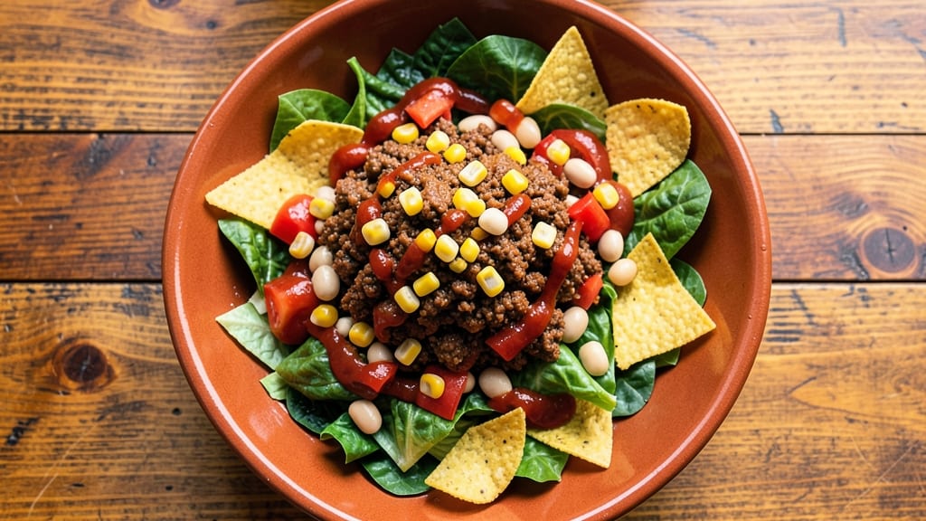 Chili Taco Salad Recipe: Layered Fiesta With Crispy Tortilla Chips