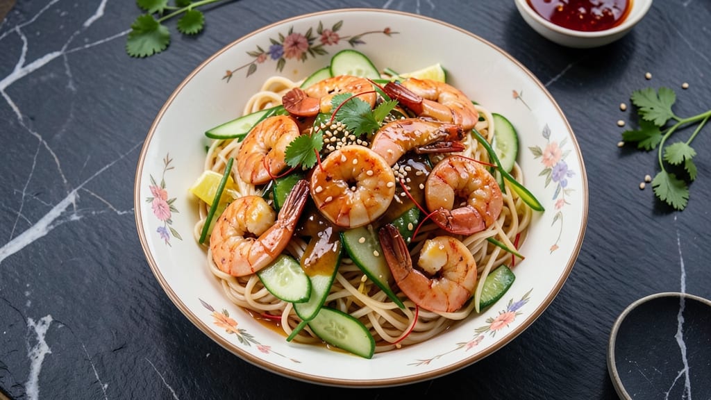 Chinese Shrimp Salad Recipe: Crispy Noodle Bites with Tangy Sesame Dressing