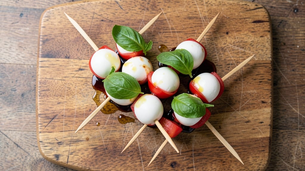 Caprese Salad On A Stick Recipe: Fresh Mozzarella, Tomato, and Basil Skewers