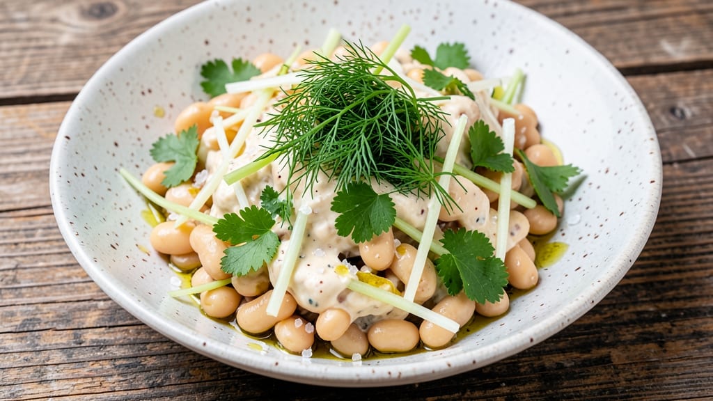 Cold White Bean Salad Recipe: Crisp Celery and Herbed Cream Cheese Fusion