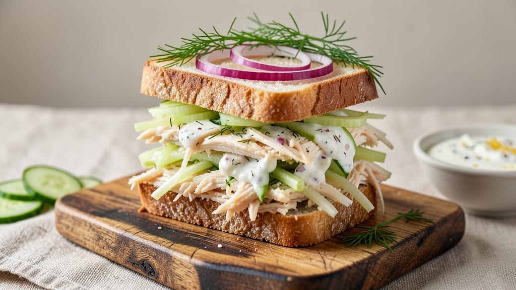 Chicken Salad Sandwich Recipe with Cucumber: Crisp Celery and Cool Yogurt Refreshment