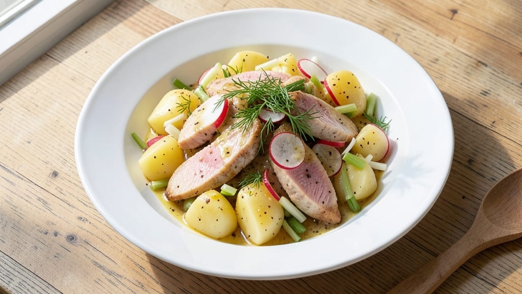 Chicken Maison Potato Salad Recipe: Herb-Infused Mustard Base With Crisp Celery Crowns