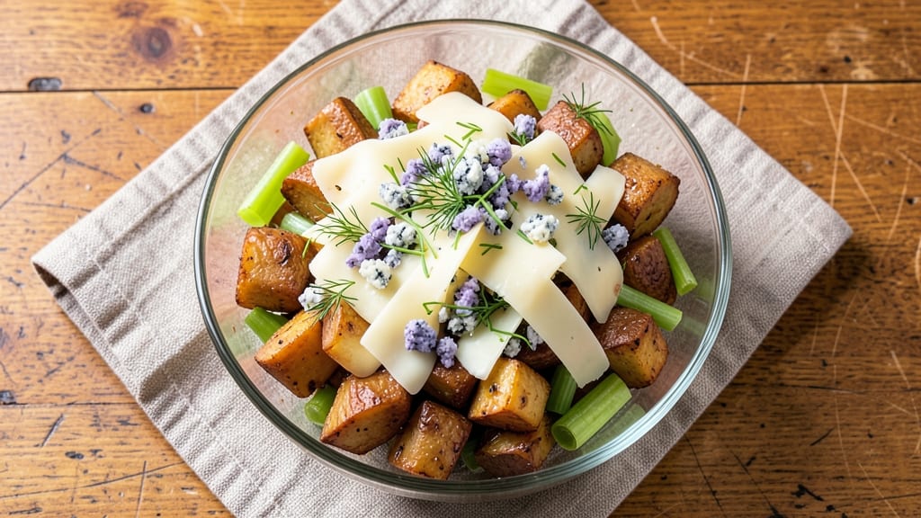 American Beauty Frog Eye Salad Recipe: Celery Crown Crunch With Creamy Herb Cheese Fusion