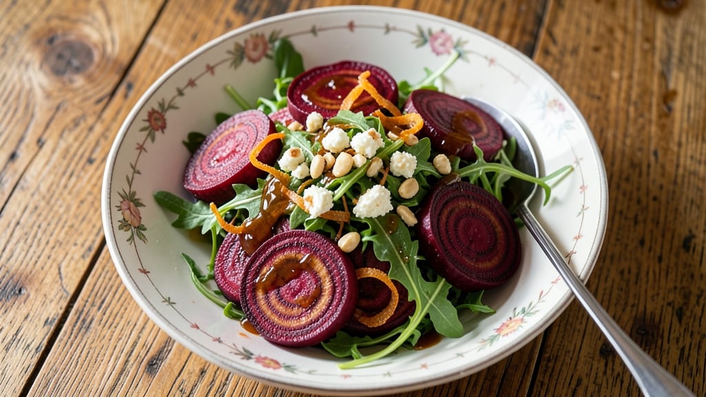 Chilled Beet Salad Recipe: Vibrant Ruby Layers with Creamy Goat Cheese Swirls