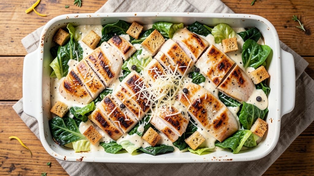 Chicken Caesar Salad Casserole Recipe: One-Dish Crunch With Creamy Herb Cheese
