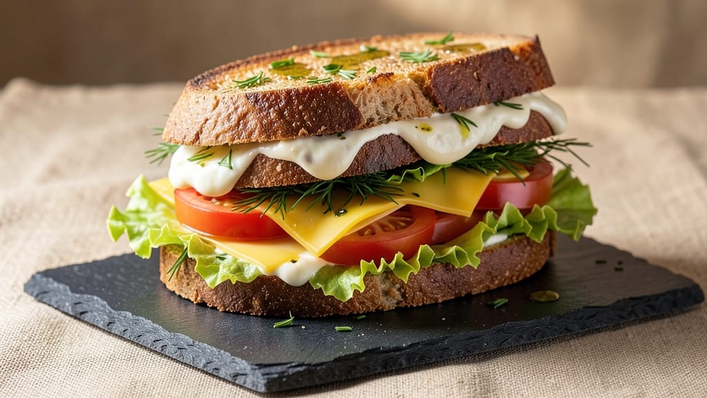 Cheese and Salad Sandwich Recipe: No-Mayo Creamy Herb Cheese With Celery Crunch