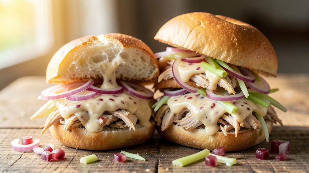 Filipino-Style Chicken Salad Sandwich Recipe: Tangy Atchara and Crispy Garlic Dressing Fusion