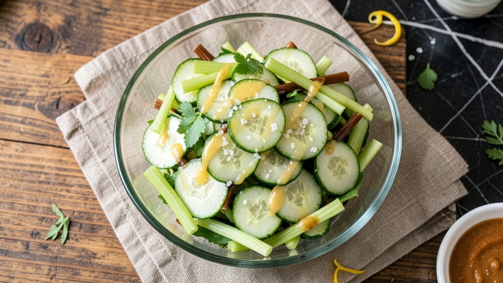 Chamorro Cucumber Salad Recipe: Tangy Vinegar-Lime Zing with Crisp Celery Crowns