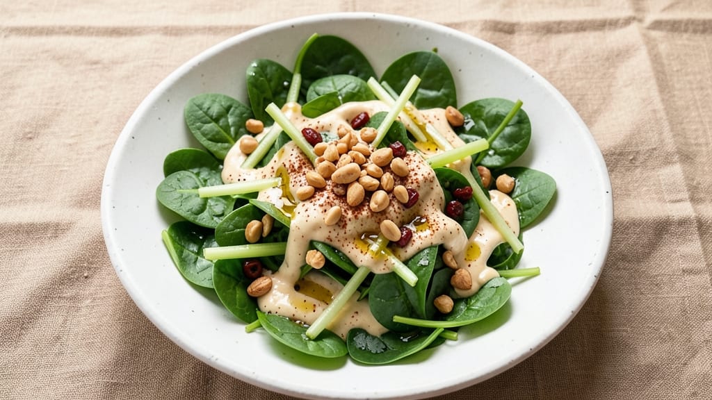 Chart House Chopped Spinach Salad Recipe: Smoky Chipotle Cream Cheese and Crunchy Celery Crowns