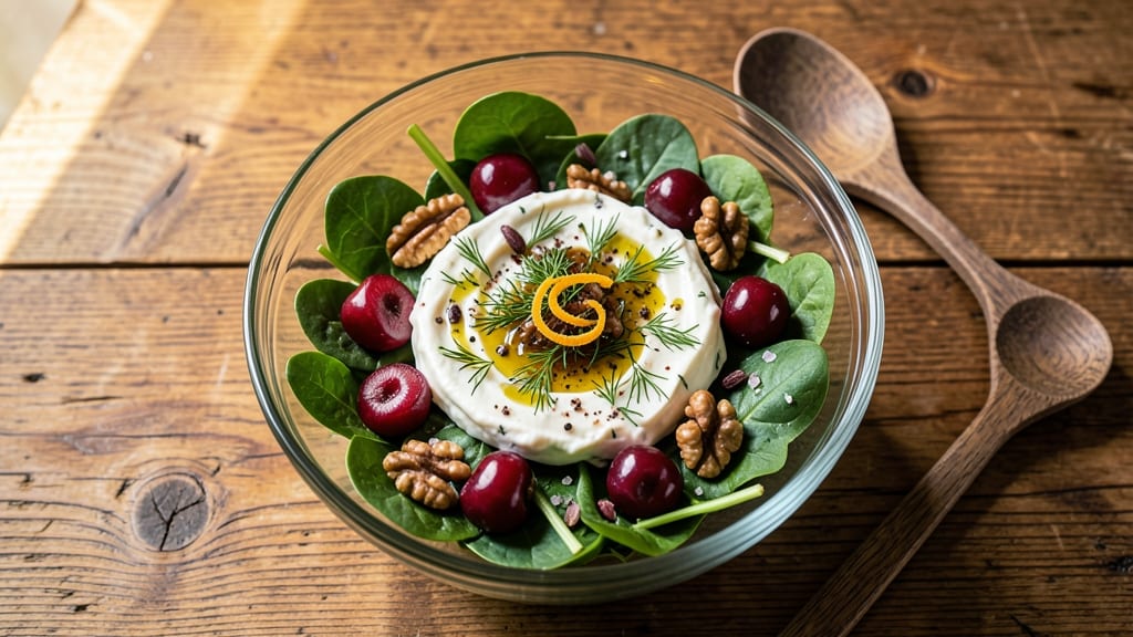 Cherry Salad Supreme Recipe: Juicy Cherries and Creamy Herb Cheese Harmony