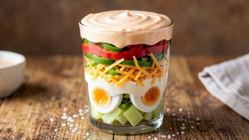 7 Layer Salad Recipe With Mayo: Crunchy Celery Crowns and Creamy Herb Cheese Bliss