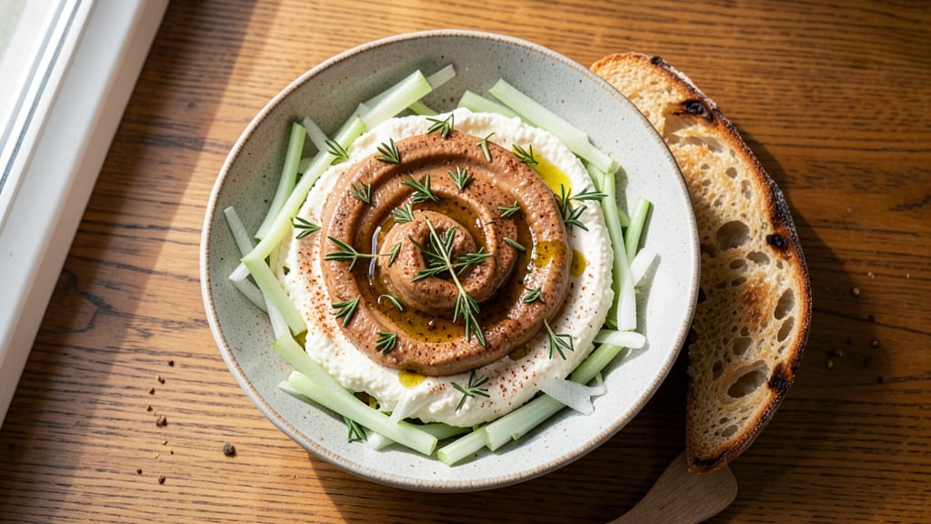 Chevre Chaud Salad Recipe: Crisp Celery Crowns With Smoky Herb Cheese Fusion