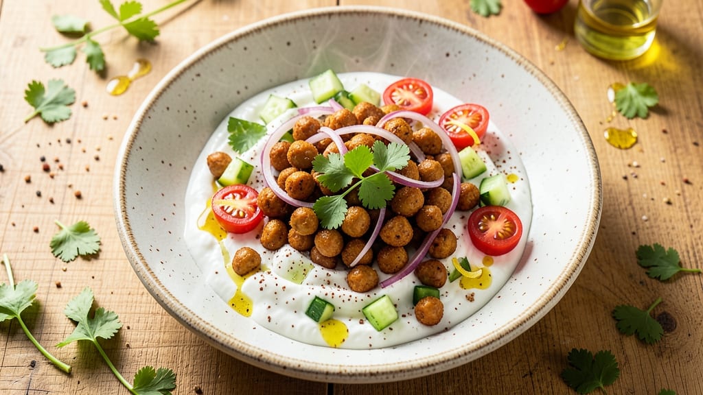Chickpea Masala Salad Recipe: Spiced Chickpeas and Cool Yogurt Crunch