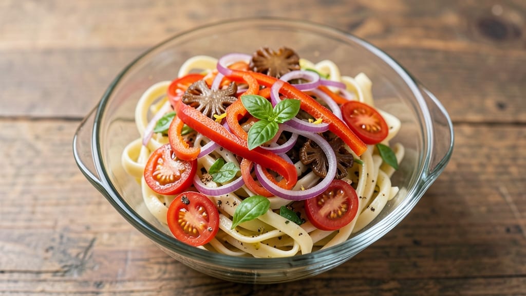 Cold Spiral Pasta Salad Recipe: Celery Crown Crunch Without Mayo Cling
