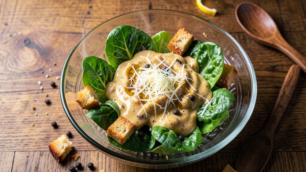 Classic Caesar Salad Recipe Ingredients for 4 Servings: Crispy Croutons and Parmesan-Packed Flavor