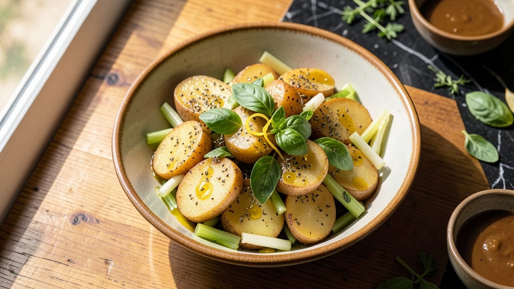 Cold Italian Potato Salad Recipe: Crisp Celery Crowns and Herb-Oil Brightness