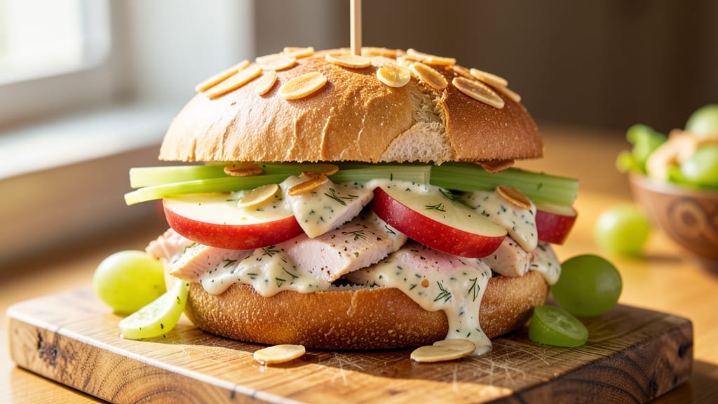 Chicken Waldorf Salad Sandwich Recipe: No-Mayo Cream Cheese Crunch With Toasted Almonds
