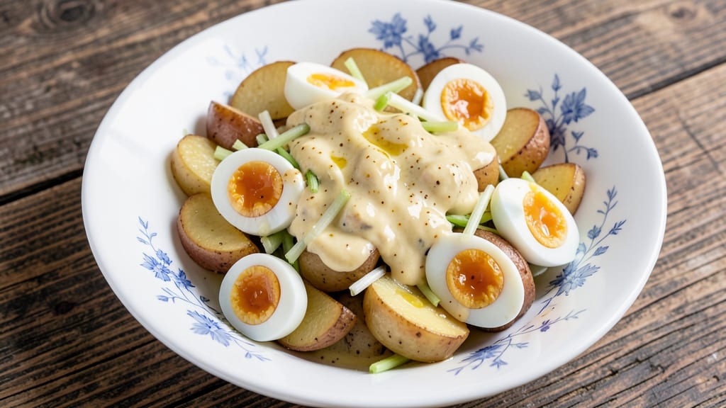 Cheap Potato Salad Recipe: Crisp Celery Crowns and Creamy Mustard Dressing