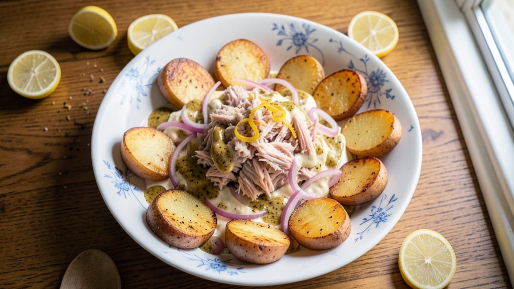 Classic Tuna Salad Recipe Without Celery: Crispy Potato Crowns and Herb Cheese Twist
