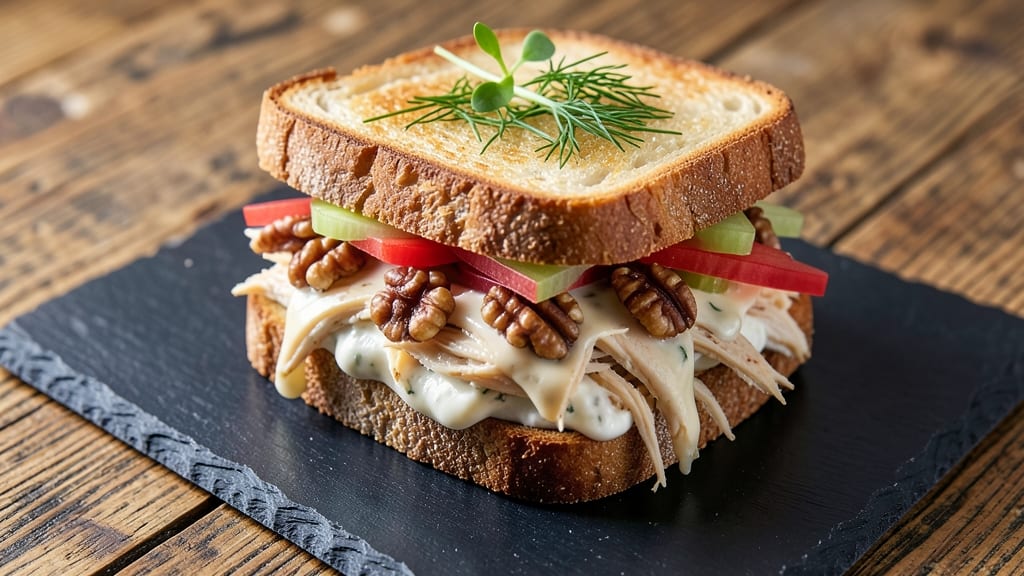 Chicken Walnut Salad Sandwich Recipe: Crunchy Celery Crowns and Nutty Cream Cheese Fusion