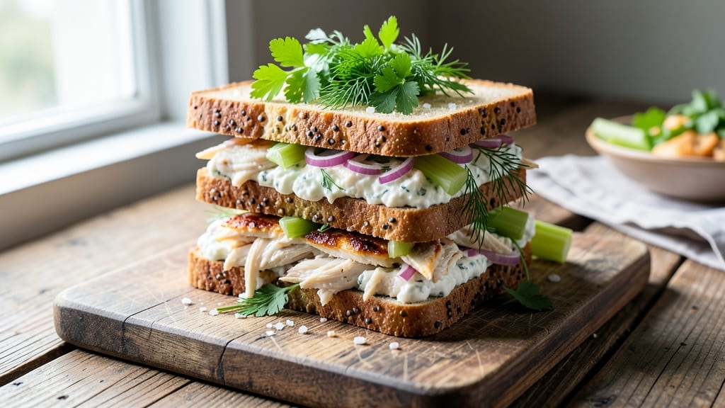 Chicken Salad Sandwich Recipe With Greek Yogurt: Crisp Celery Crowns and Tangy Herb Creaminess
