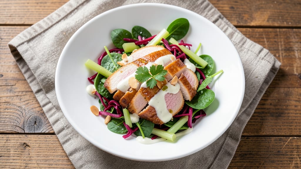 Chinois Chicken Salad Recipe: Wolfgang Puck's Crisp Celery Crowns and Creamy Herb Cheese Fusion