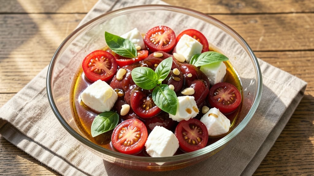 Caprese Pasta Salad Dressing Recipe: Fresh Basil and Bursting Cherry Tomato Brightness