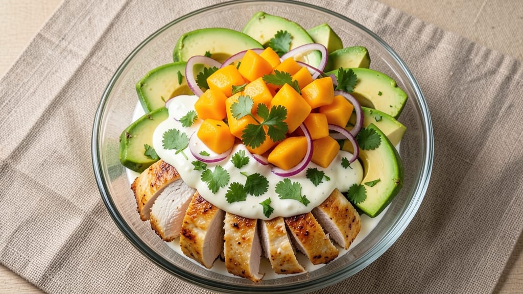 Chicken Avocado and Mango Salad Recipe: Tropical Crunch With Creamy Citrus Dressing