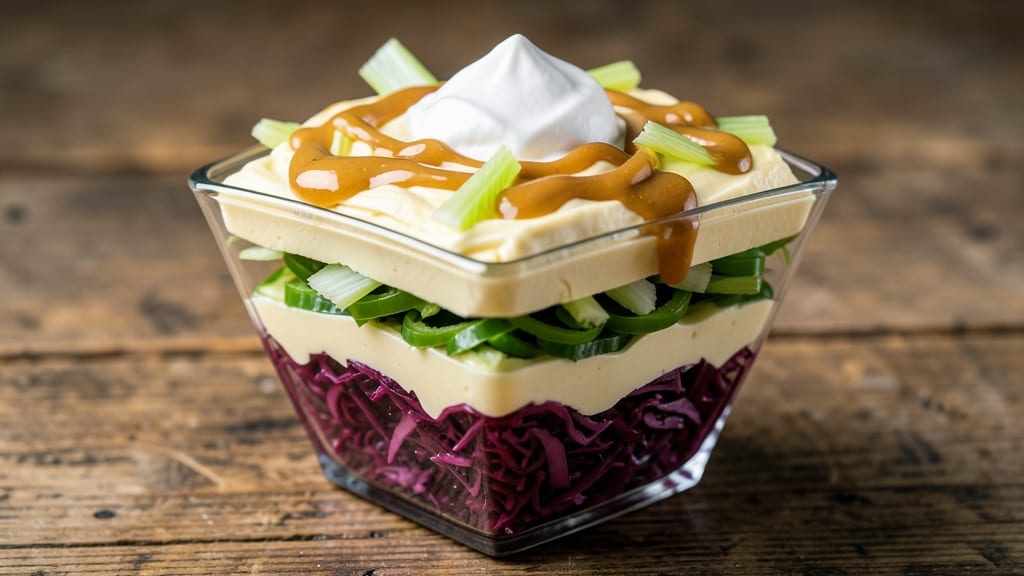 7 Layer Salad Recipe With Sour Cream: Creamy Cream Cheese and Crisp Celery Crowns