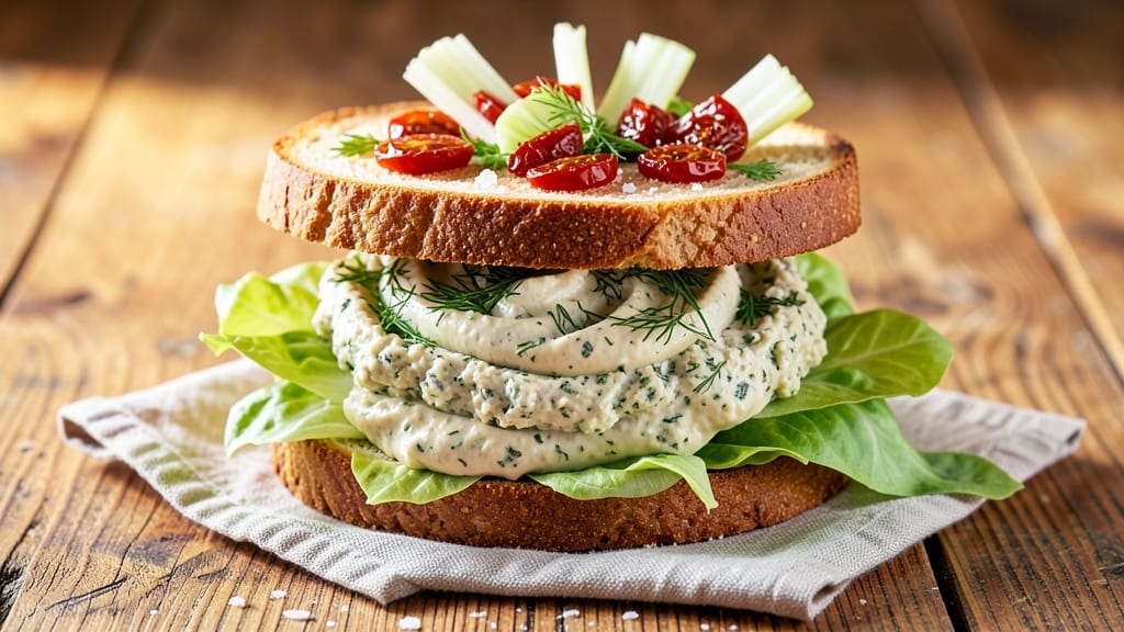 Veg Salad Sandwich Recipe: Crunchy Celery Crowns and Herb Cheese Fusion Without Mayo Cling