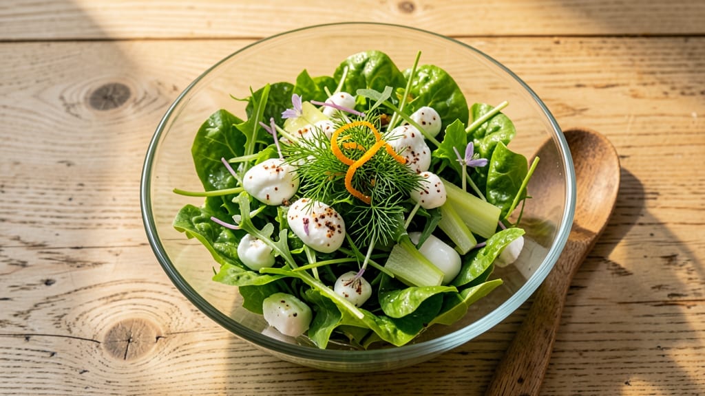 Columella Salad Recipe: Celery Crown Crunch With Herb Cream Cheese Fusion