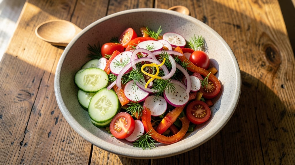 Chunky Vegetable Salad Recipe: Crunchy Crowns and Bold Herb Vinaigrette Fusion