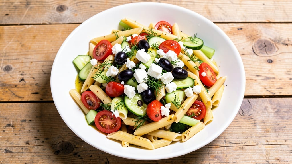 Central Market Greek Pasta Salad Recipe: Crisp Celery Crowns and Herbed Feta Bites
